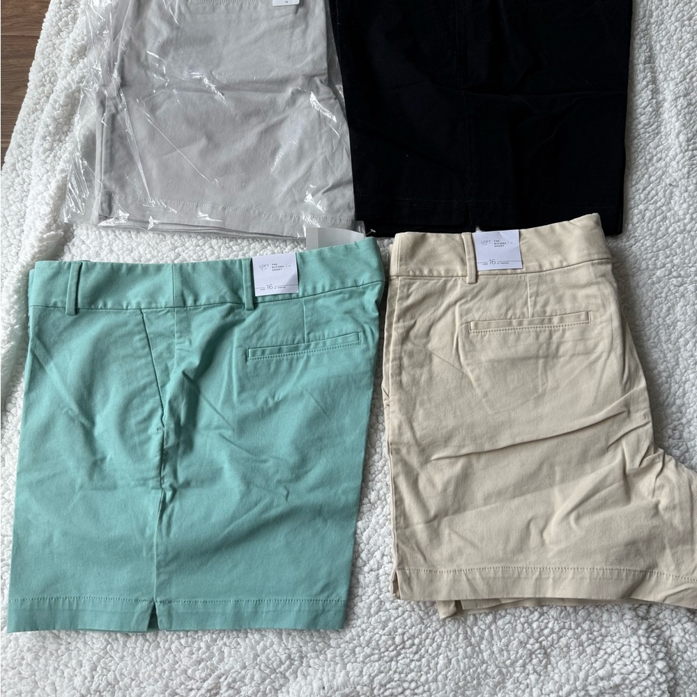 LOFT Mint Green and Khaki Bermudas Shorts